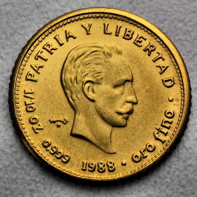 10 Pesos Goldmünze Kuba 1988