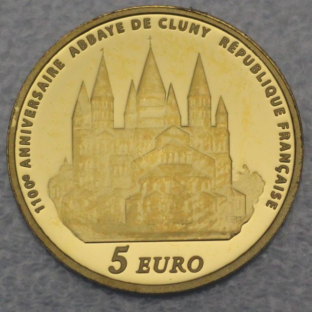 Goldmünze 5 Euro Frankreich 2010 - 1100 Geburtstag Abbaye de Cluny