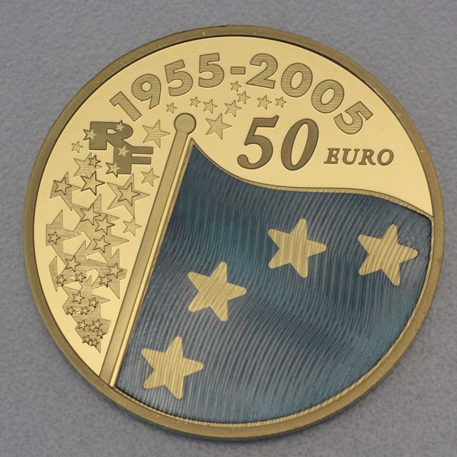 Goldmünze 50 Euro Frankreich 2005 - Europaflagge