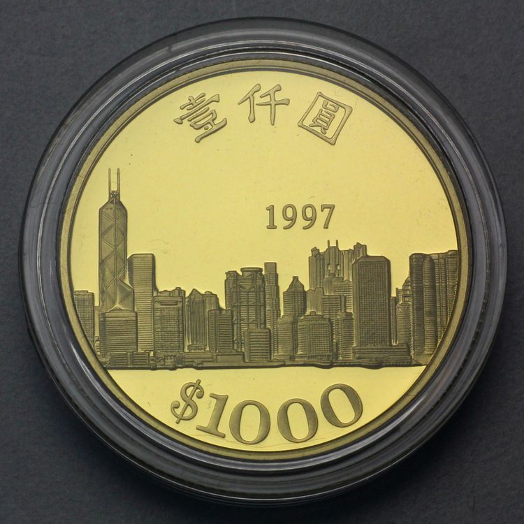 1000 Hong Kong Dollars Goldmünze 1997 Return of Hong Kong to China