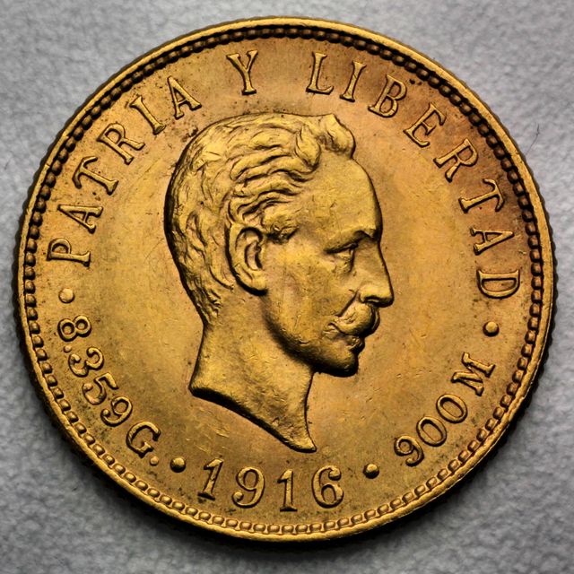 5 Pesos Goldmünze Kuba 1916