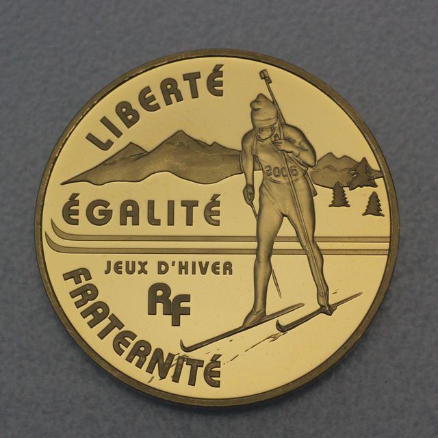 Goldmünze 10 Euro Frankreich 2005 - Biathlon