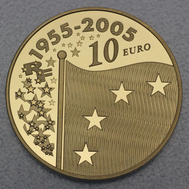 Goldmünze 10 Euro Frankreich 2005 - 50. Jubiläum der Europa-Fahne