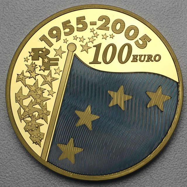 Goldmünze 100 Euro Frankreich 2005 - Europaflagge