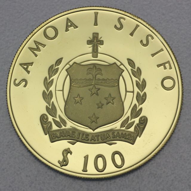 Goldmünze 100 Tala Samoa 1991 - Fackelläufer