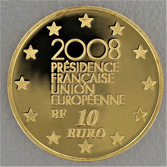 Goldmünze 10 Euro Frankreich 2008 -EU Ratspräsidentschaft