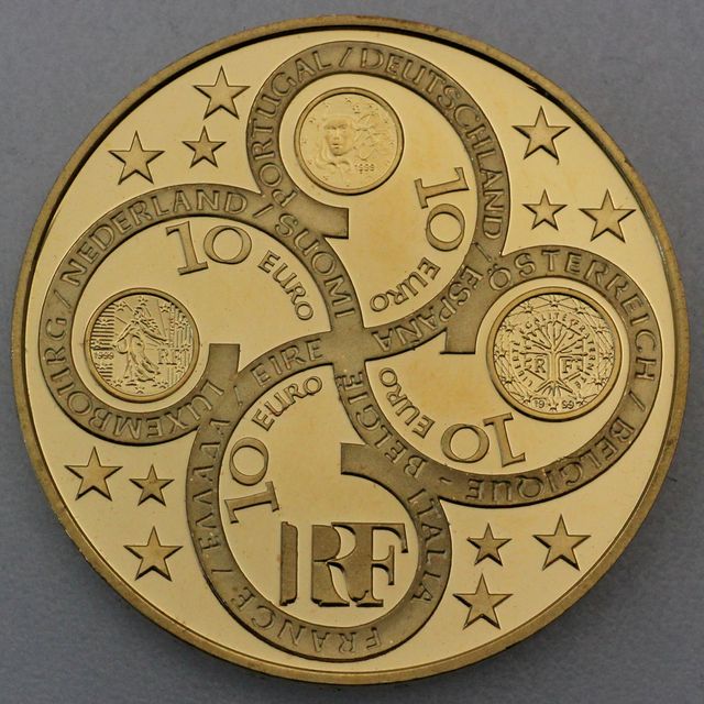 Goldmünze 10 Euro Frankreich 2003 - Erster Jahrestag des Euros