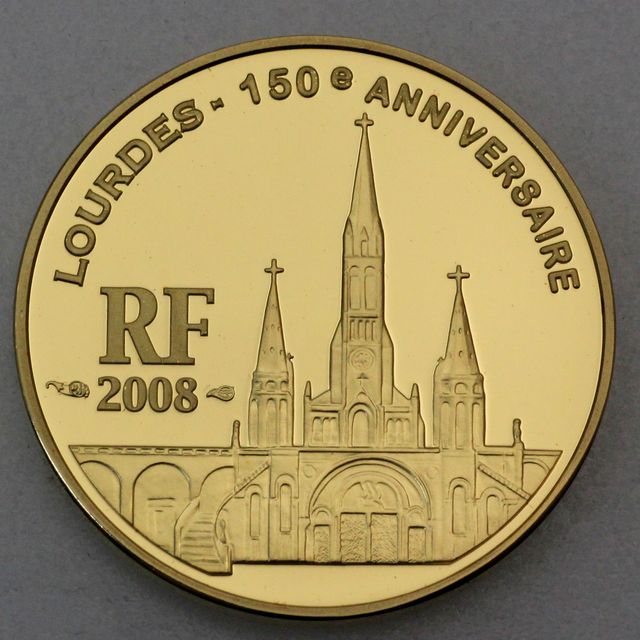 Goldmünze 10 Euro Frankreich 2008 - 150 Jahre Marienerscheinung Lourdes