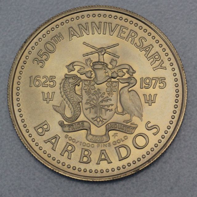 Gedenkmünze 100 Dollars Barbados 1975 - 350. Jubiläum The English Ship