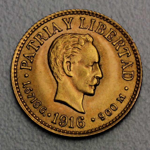 1 Peso Goldmünze Kuba 1916