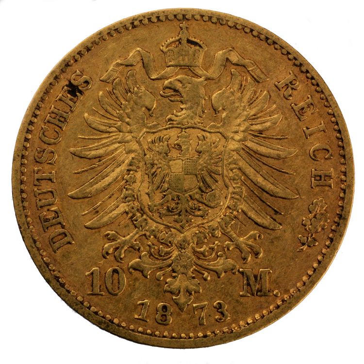 10 Mark Reichsgoldmünze Rückseitenmotiv 1872 bis 1873