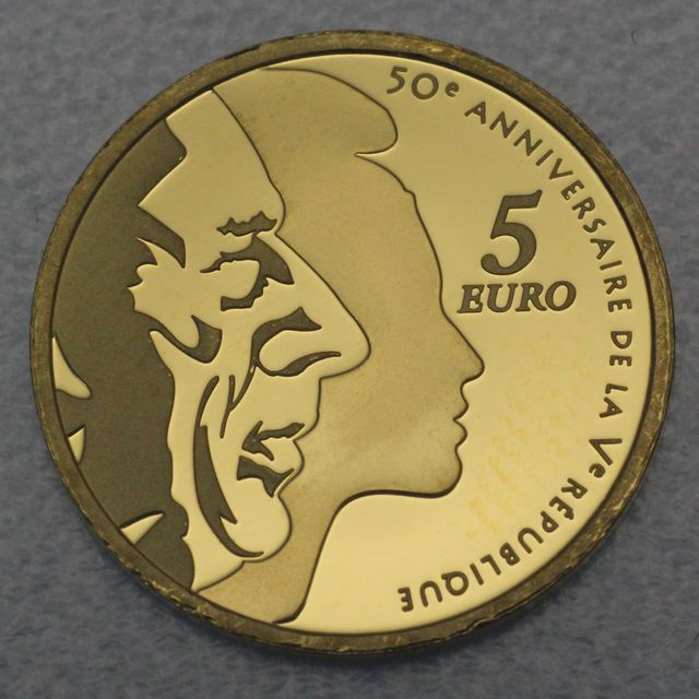 Goldmünze 5 Euro Frankreich 2008 - 50 Jahre fünfte Republik