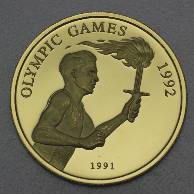 Goldmünze 100 Tala Samoa 1991 - Fackelläufer