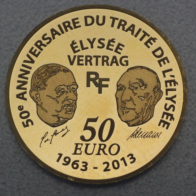 Goldmünze 50 Euro Frankreich 2013 - 50 Jahre Elysee Vertrag