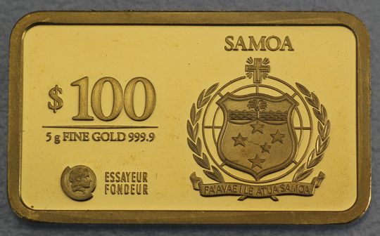 5g Münzbarren Feingold 100 Dollar Samoa