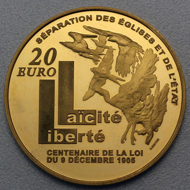 Goldmünze 20 Euro Frankreich 2005 - Laicite Liberte