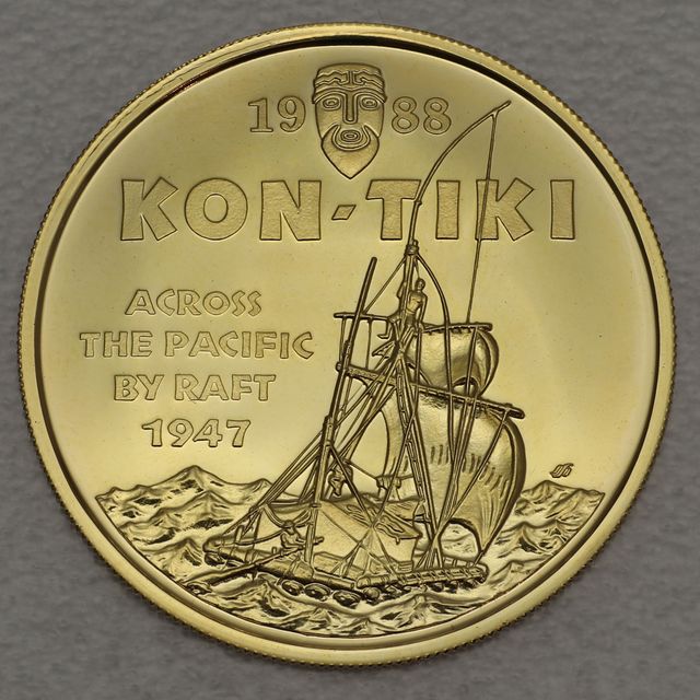 Goldmünze 100 Tala Samoa 1988 - Kon Tiki