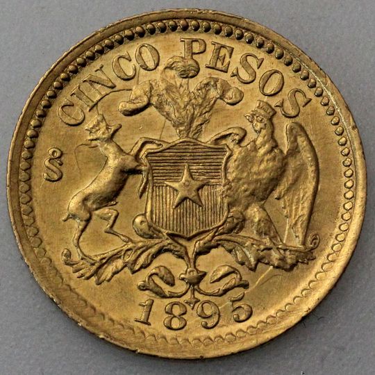5 Pesos Goldmünze Chile