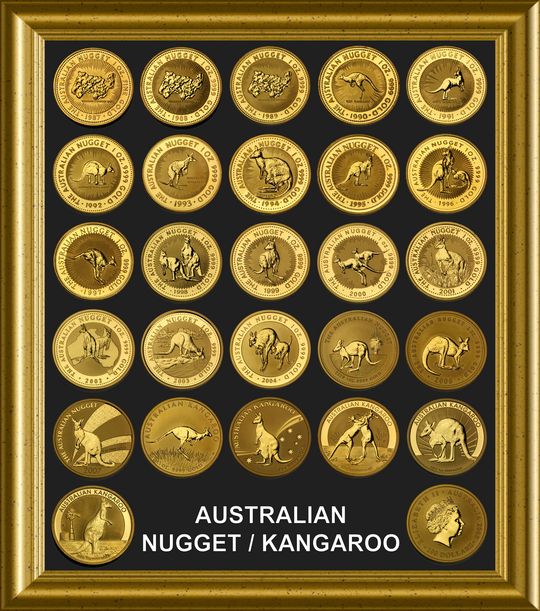 Australian Nugget / Kangaroo Goldmünzen übersicht aller Jahrgänge 1987-2012