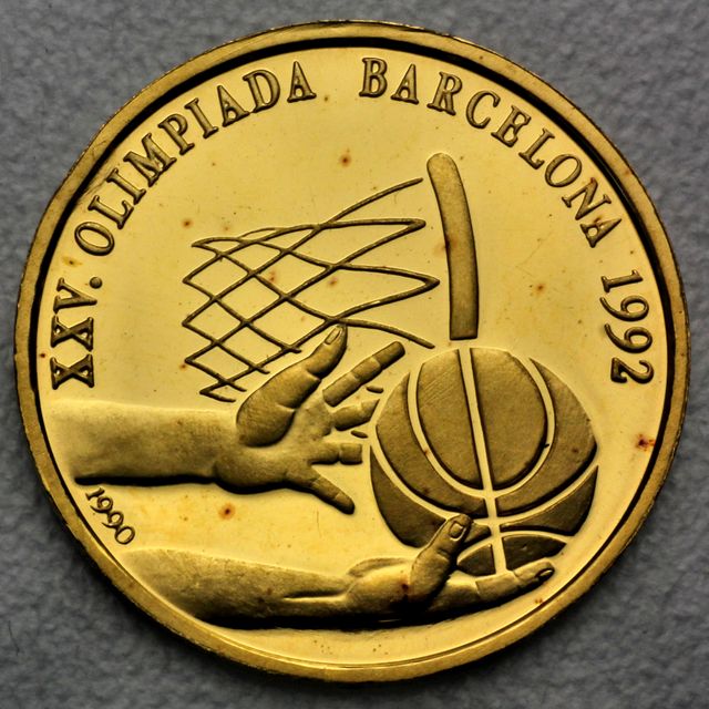10 Pesos Goldmünze Kuba 1990 Basketball