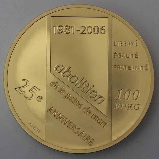 Goldmünze 100 Euro Frankreich 2006 - Abolition