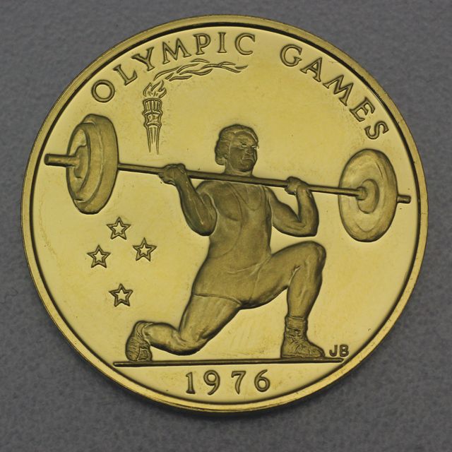 Goldmünze 100 Tala Samoa 1976 - Gewichtheber