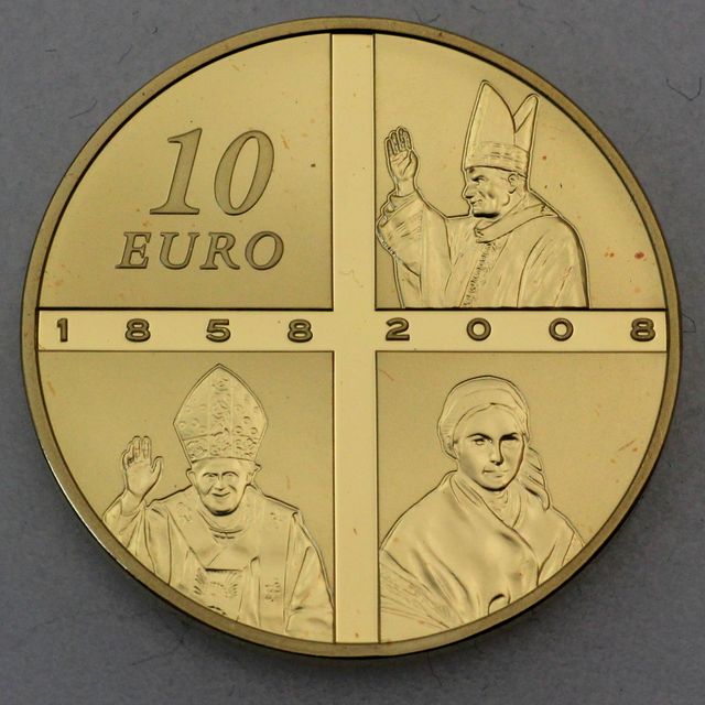 10 Euro Goldmünze Frankreich 2008 150 Jahre Marienerscheinung Lourdes