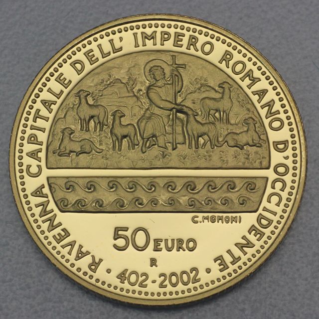 50 Euro Goldmünze San Marino 2002 1600. Jahrestag der Ausrufung von Ravenna zur Hauptstadt des Weströmischen Reiches
