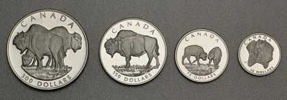 Platinmünzen Canada Wildlife Serie 1997 Wood Bison / Waldbison 1oz, 1/2oz, 1/4oz, 1/10oz