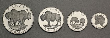 Platinmünzen Canada Wildlife Serie 1997 Wood Bison / Waldbison 1oz, 1/2oz, 1/4oz, 1/10oz