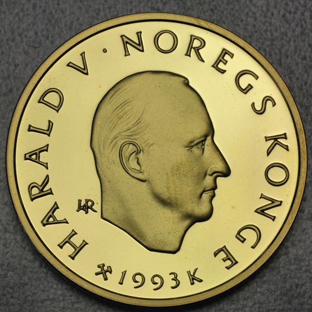 1500 Kronen Goldmünze Norwegen 1994 Lillehammer Harald V Norges Konge Olympische Spiele