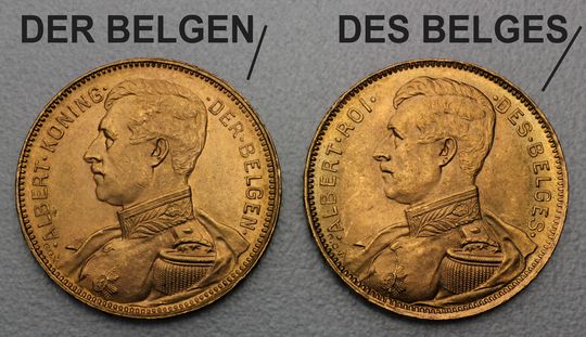 20 Francs Albert Goldmünze Belgien Version DER BELGEN / DES BELGES