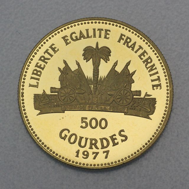 500 Gourdes Goldmünze Haiti 1977