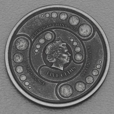Silbermünze 1oz Ghana Ailen 2022 Antikes Finish