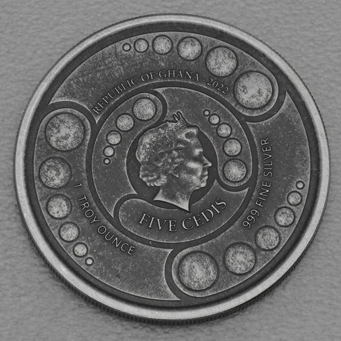 Silbermünze 1oz Ghana Ailen 2022 Antikes Finish