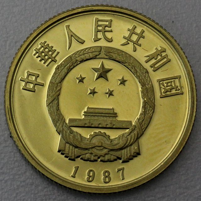 100 Yuan Goldmünze China 1987 Li Shih 11,318g 22k Gold