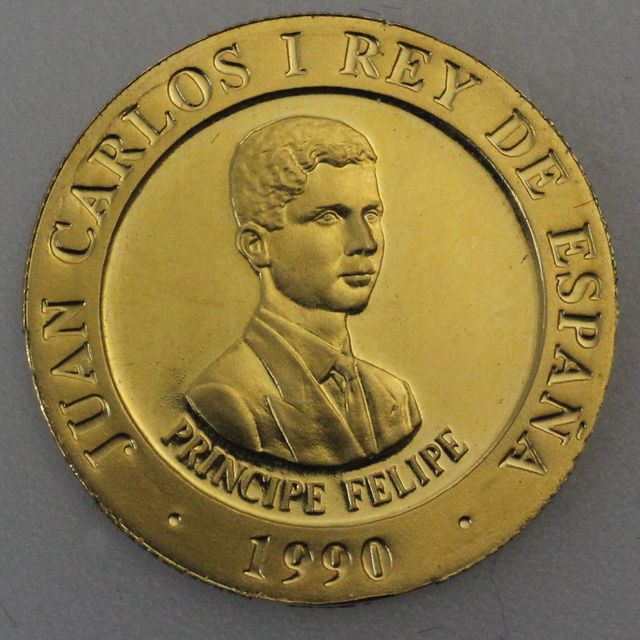 10000 Pesetas Goldmünze Spanien 1990 Juan Carlos