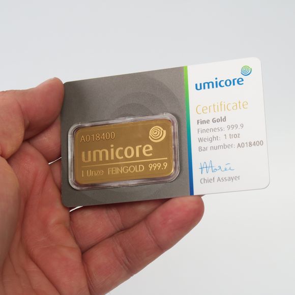 1oz Umicore Goldbarren