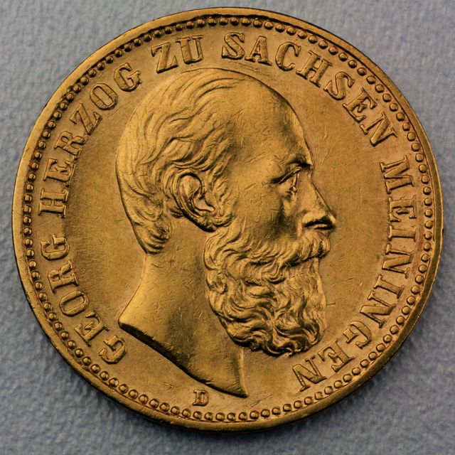 20 Reichsmark Goldmünze Georg II - Sachsen - Meiningen - Prägejahr 1872 Jäger Nr. 275