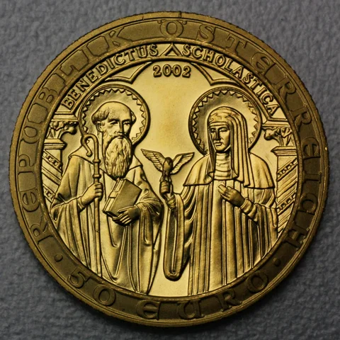 Goldmünze 50 Euro Österreich 2002 - Orden und die Welt - 2000 Jahre Christentum