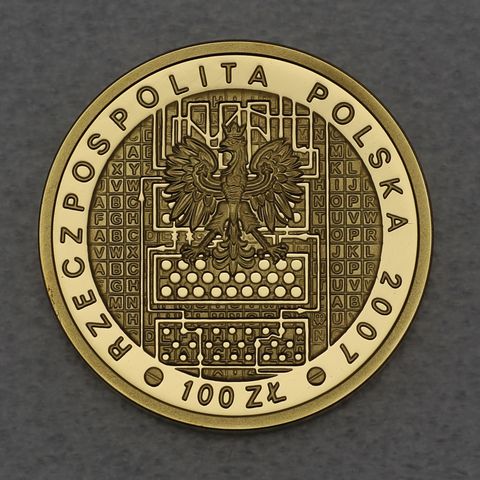 Goldmünze 100 Zloty Polen 2007 - 75. Jahrestag der Entschlüsselung des Enigma-Codes
