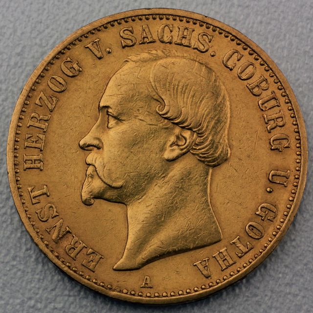 20 Reichsmark Goldmünze Ernst II - Sachsen - Coburg und Gotha - Prägejahr 1886 Jäger Nr. 271