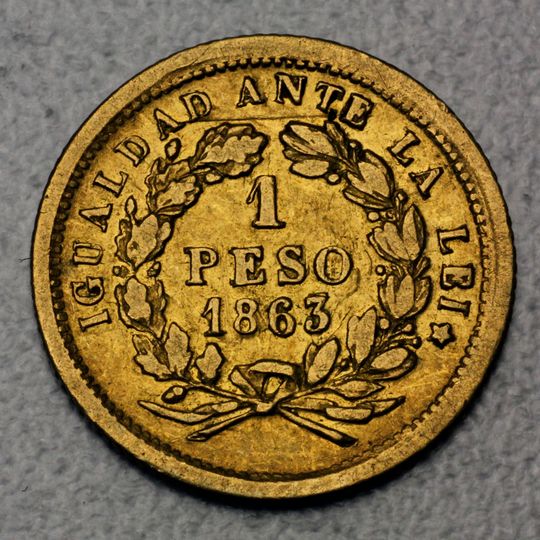 1 Pesos Goldmünze 1863