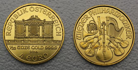 1/25oz Wiener Philharmoniker Goldmünze