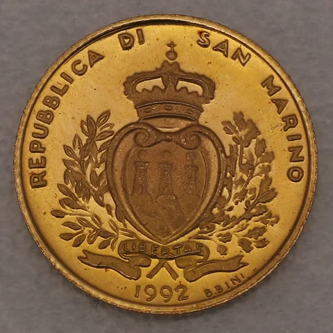 1 Scudo Goldmünze San Marino 1992 - Beitritt zu den Vereinten Nationen