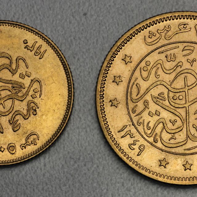 50 und 100 Piaster Goldmünze Ägypten Fuad I