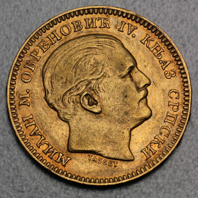 20 Dinar Goldmünze Milan I Serbien 1879