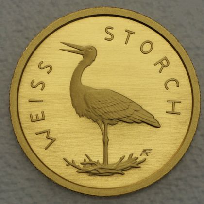 20 Euro Goldmünze "Weißstorch" 2020 der Serie "Heimische Vögel"