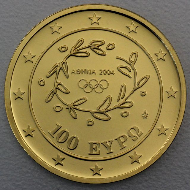 Goldmünze 100 Euro Griechenland 2003 Feuerentzündung