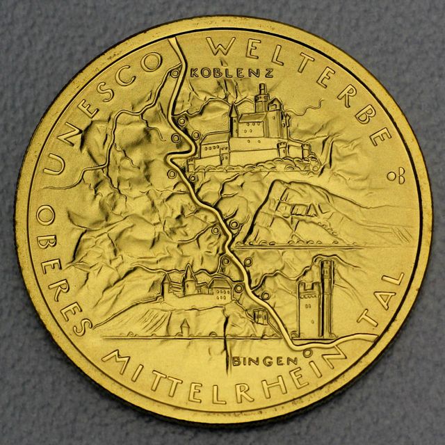 100 Euro Goldmünze Deutschland 2015 Oberes Mittelrheintal